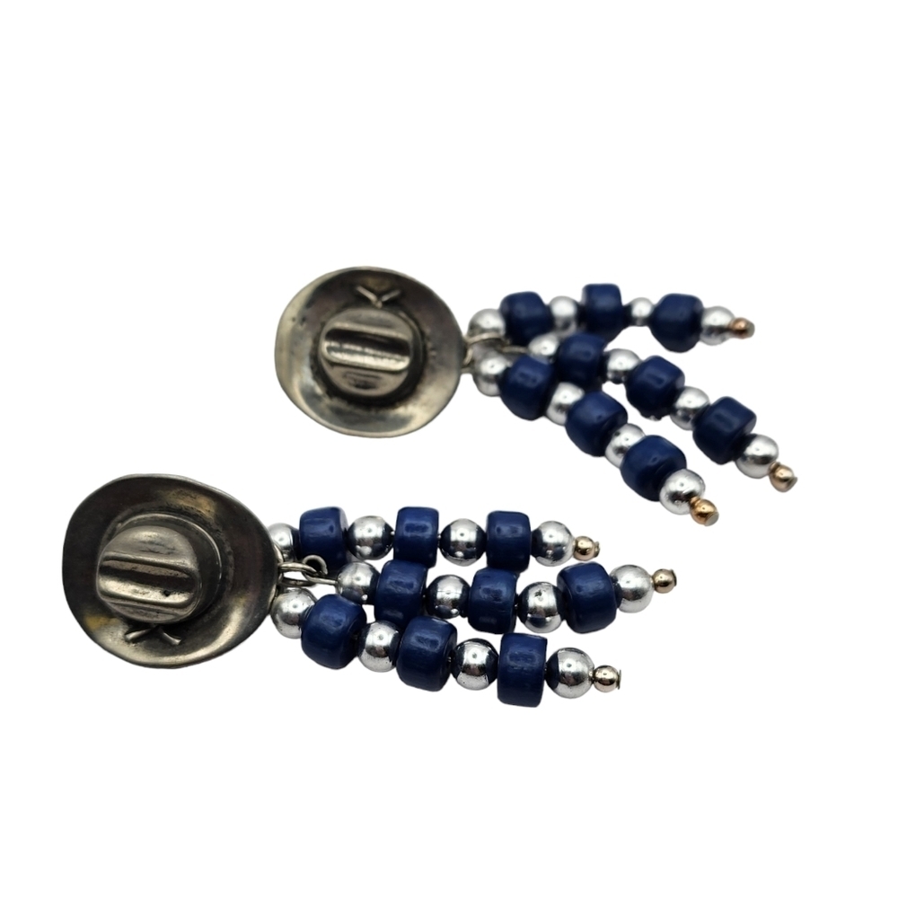 Earrings Cowboy Hat with Beads Clip On